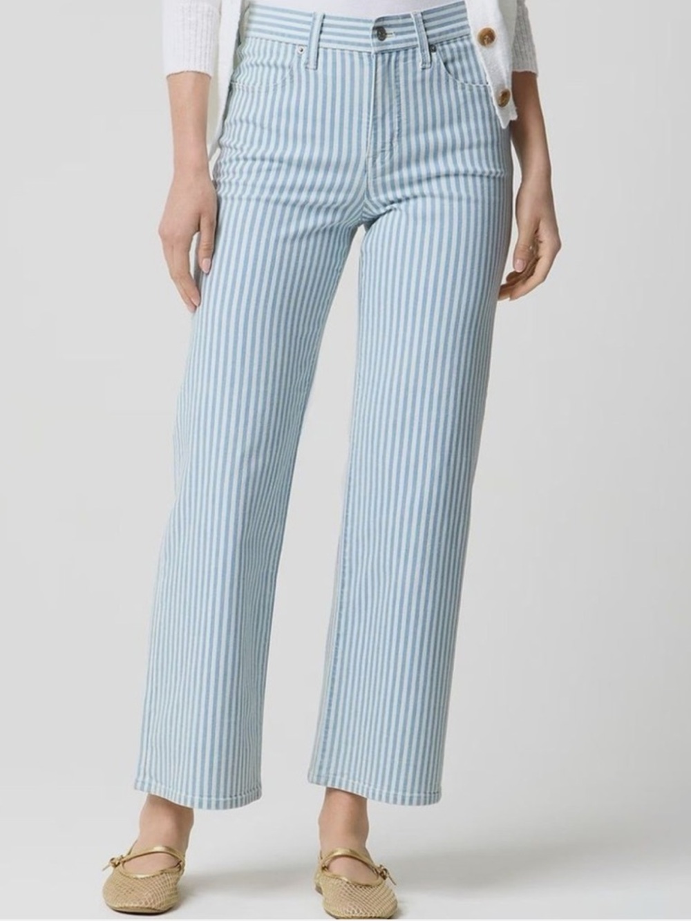 JCrew Striped Wide-Leg Cropped Jean